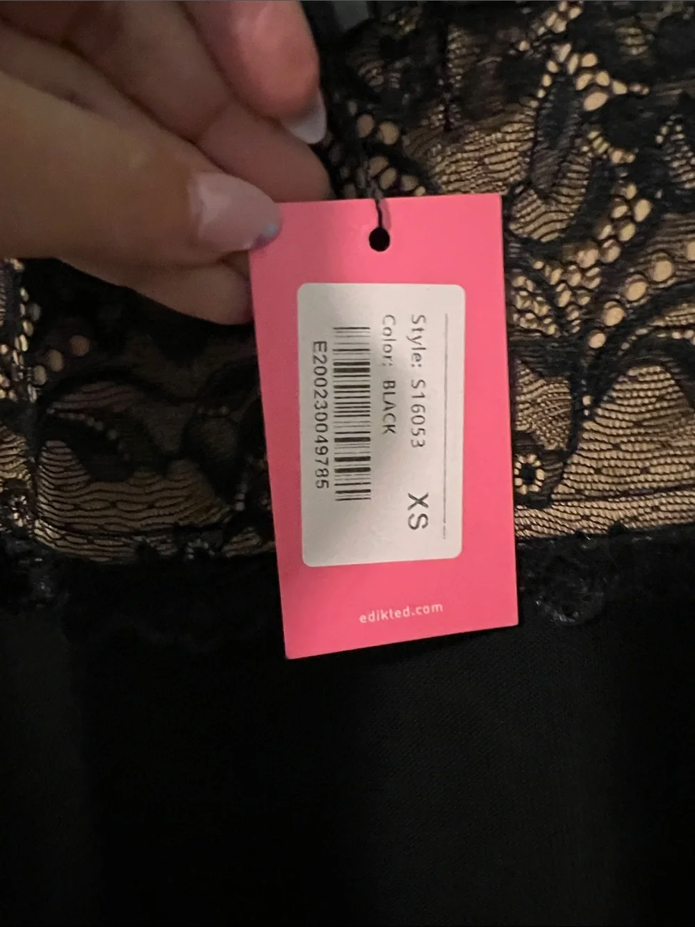 Edikted Black Mini Skirt with Nude Lace Waistband - Picture 6 of 6